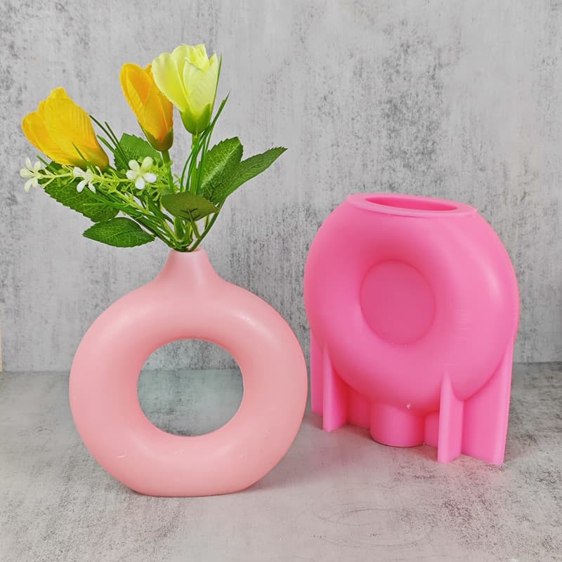 Nordic style ring vase silicone mold Simple creative plaster resin ornament round circle vase mold