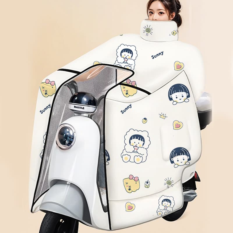 2025 New Winter Extra-Large Cape Style Windshield Cover for Electric Scooters, Fleece-Lined and Thickened