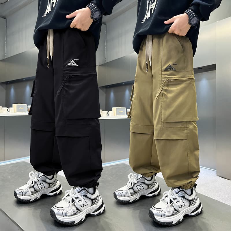 Boys' overalls, loose casual pants, trendy brand wide-leg trousers, medium and large children's spring and autumn styles, versatile trendy pants for autumn wear