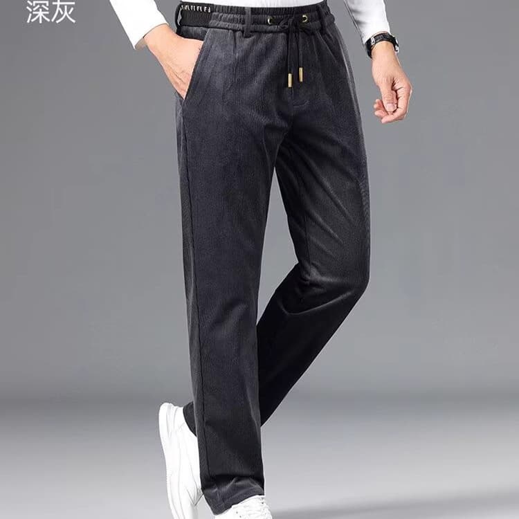 Winter men's casual trousers, corduroy trousers, straight-leg loose corduroy sweatpants, autumn and winter velvet thickened men's trousers