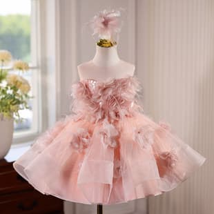 Children Formal Dress Princess Gown Girls Birthday Little Dress Performance Piano Recital Host Dress