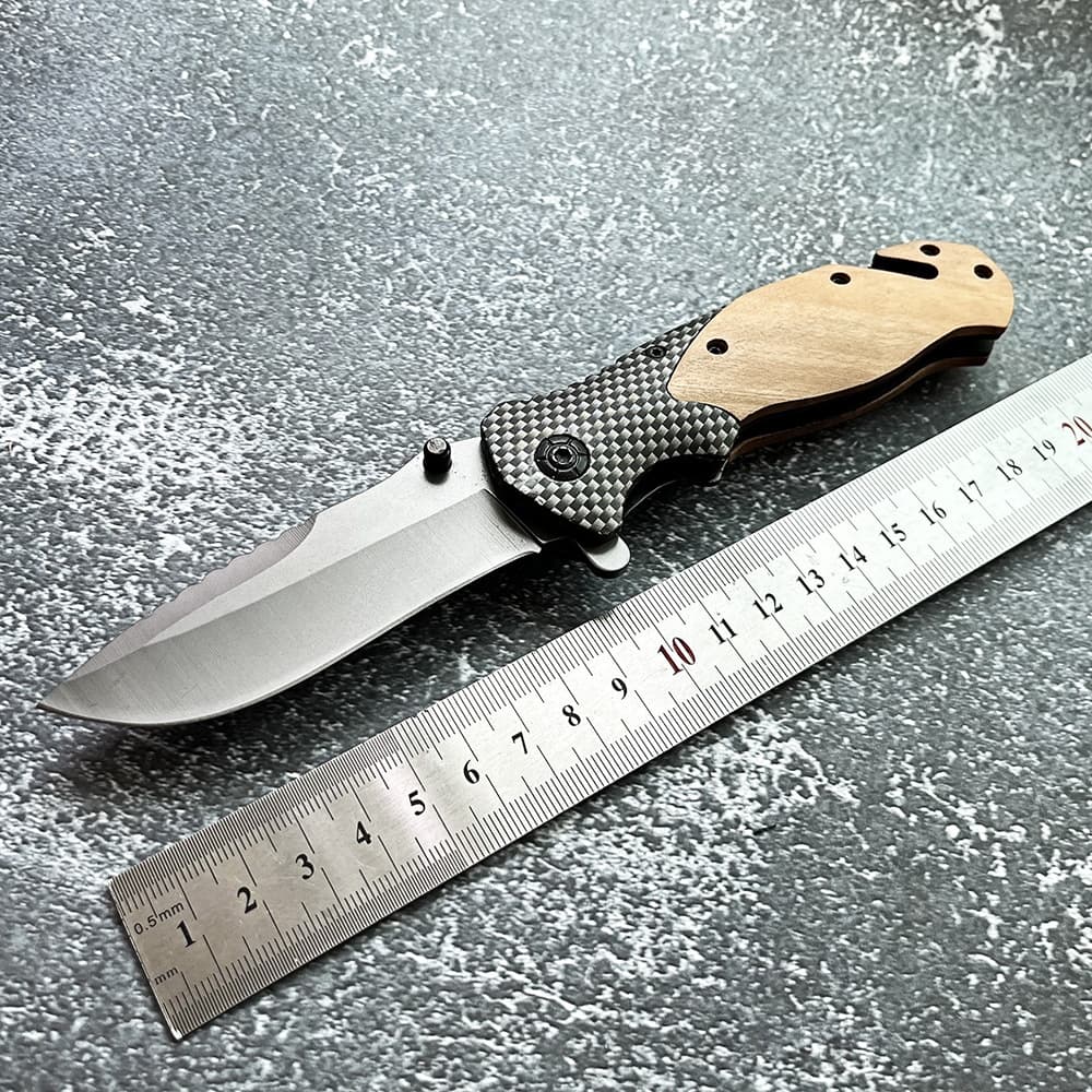 Camping Pocket Knife Browning Folding Knife Fruit Knife Carbon Fiber Olive Wood Handle Outdoor Folding Knife