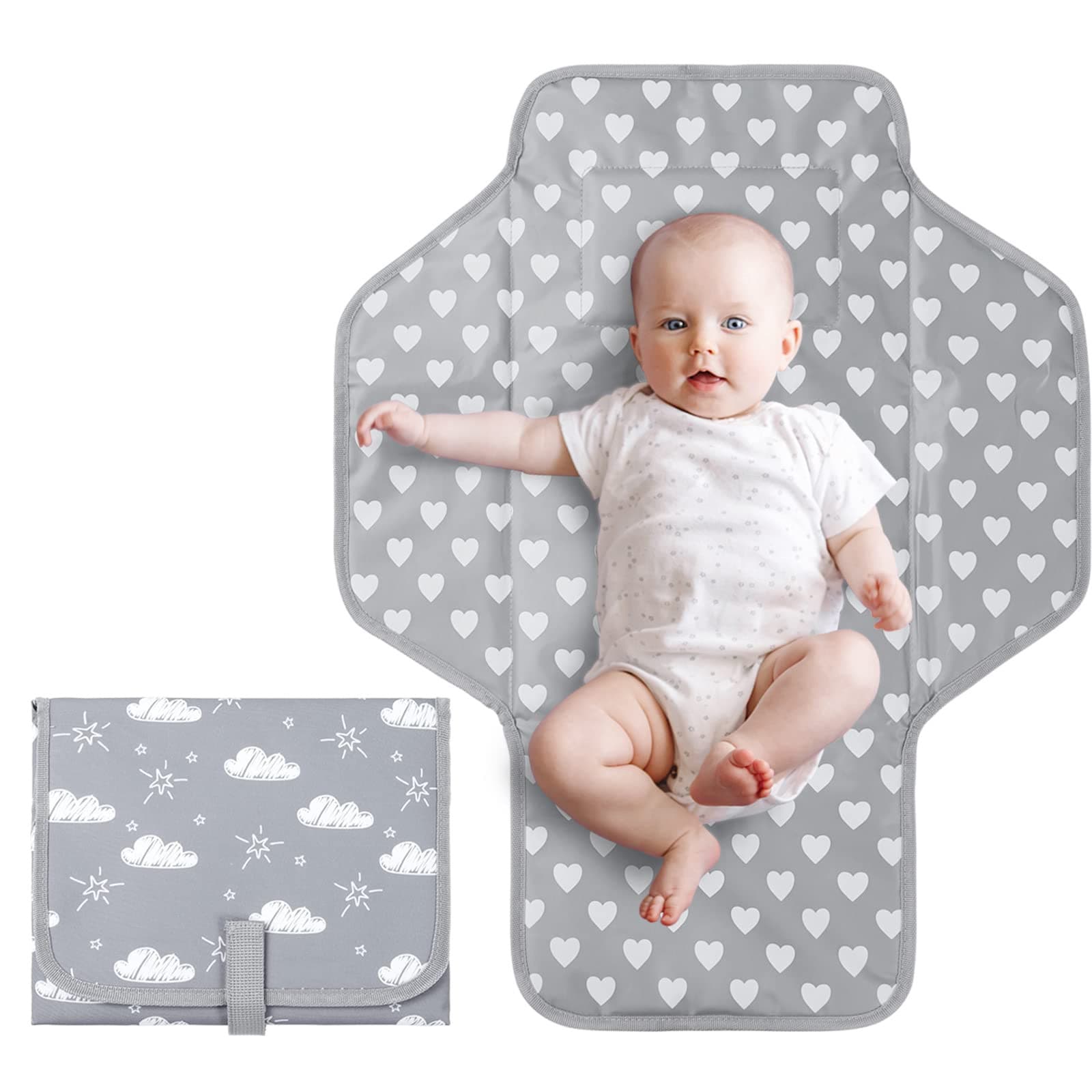 Baby portable diaper pad, mother and baby changing travel pad, lightweight folding diaper pad, easy to wipe waterproof fabric