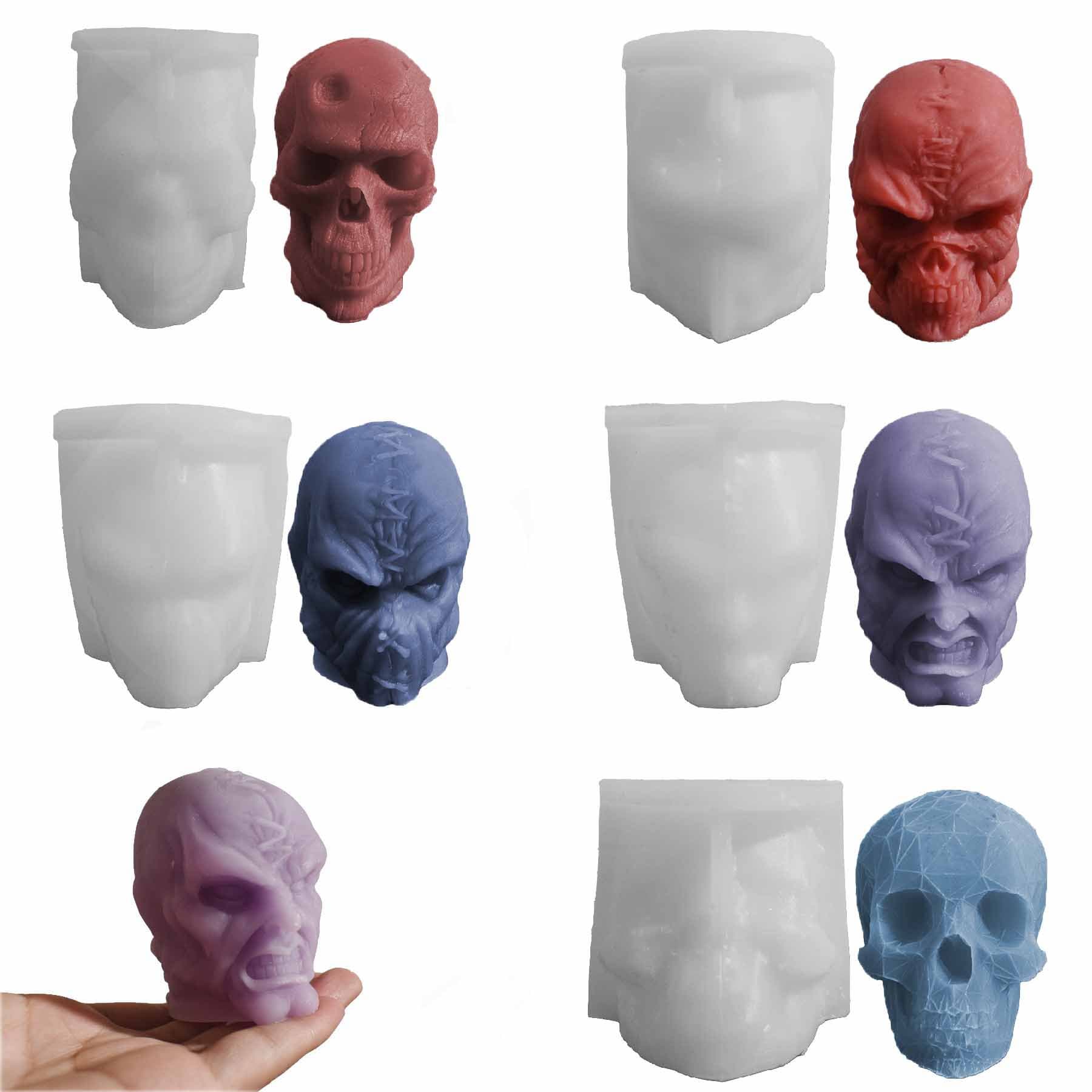 Halloween Stitched Skull Aromatherapy Candle Silicone Mold Cross-border DIY Horror Mask Plaster Ornament