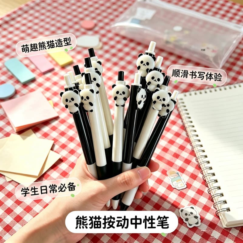 Cute panda patch press gel pen high-value cartoon student brush question pen girl heart office signature black pen