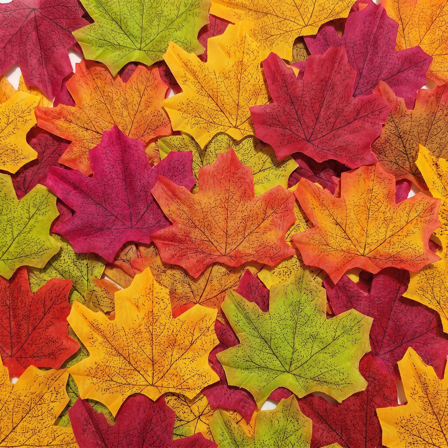 Simulated Maple Leaves 8cm Multi-Color Mix Amazon Hot Selling Wedding Props Photography Fake Maple Leaves Wholesale