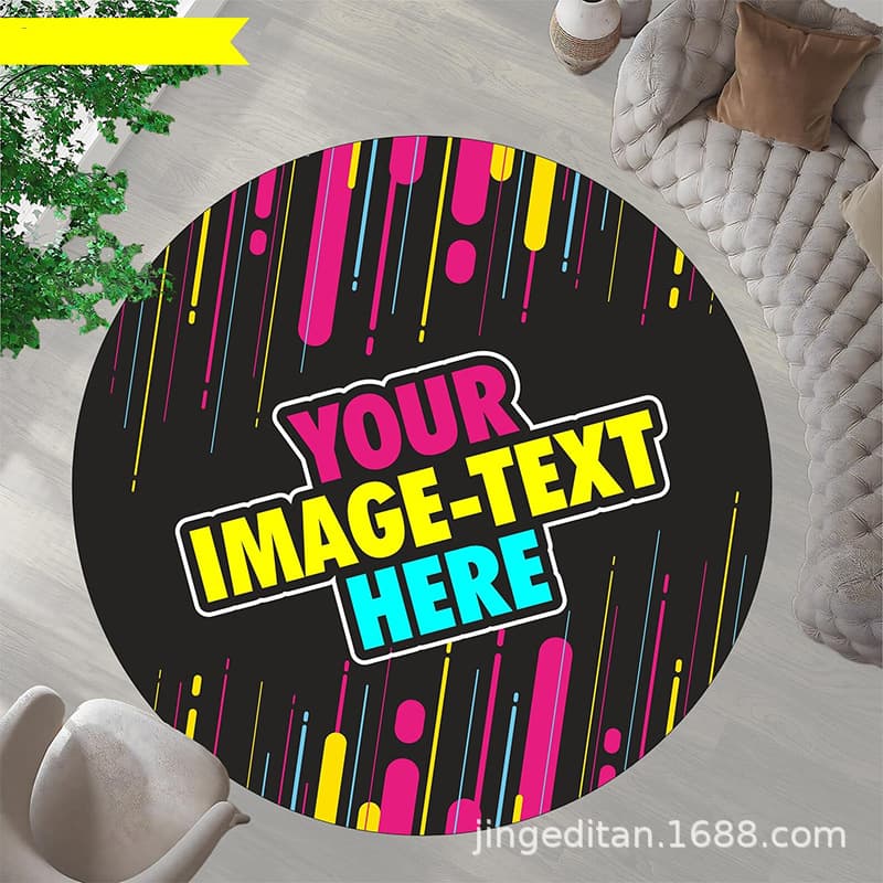 Cartoon Letter Rug Round Study Desk Chair Mat Vinyl Record Rug Cross-Border Amazon Round Doormat