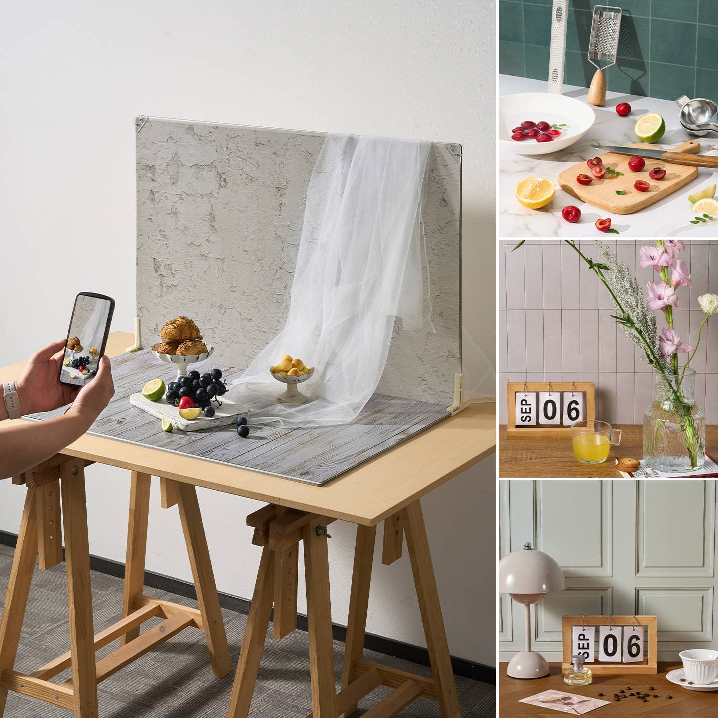 Replaceable Large Still Life Photography Backdrop Double-Sided Background Paper Wall Desktop Ins Style Photography Prop