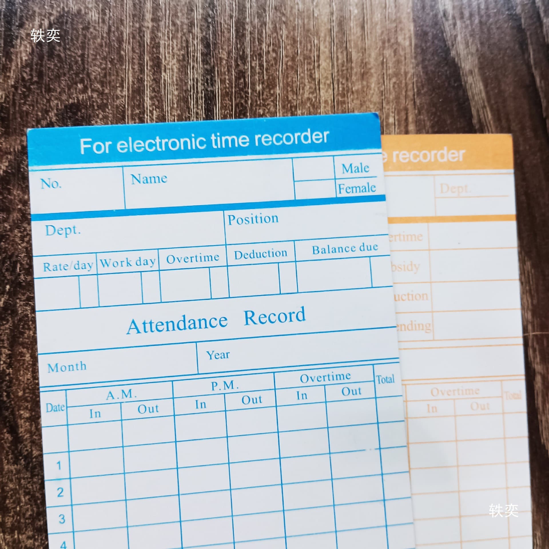 English attendance card time clock card paper Anmanneng Qixin Aiba attendance machine employee card attendance sheet