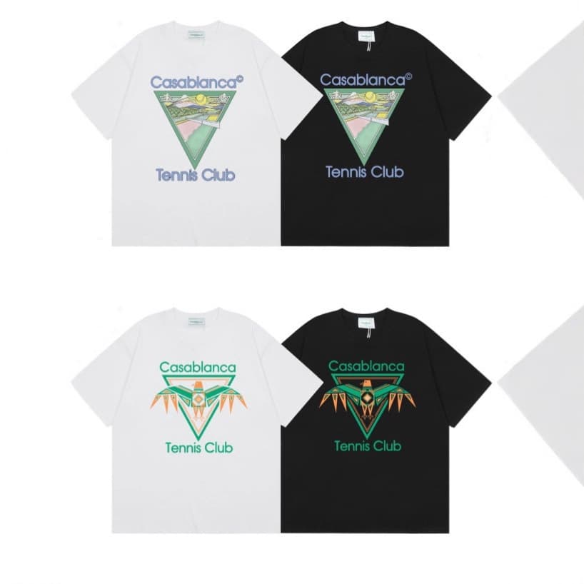 Cross-border Casablanca Summer American Streetwear Short Sleeve Round Neck T-Shirt Unisex Sabranca Letter Print