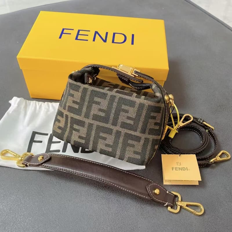 2025 Vintage Lunch Box Bag FF Monogram Pillow Bag Mini Crossbody Shoulder Bag Genuine Leather Handbag for Women
