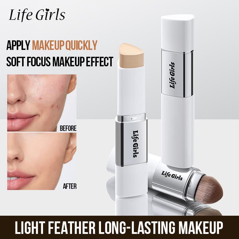 Life Girls Lightweight Long-Lasting Foundation Stick: Lightweight, long-lasting, double-ended with brush, flawless base makeup for women, cross-border beauty.