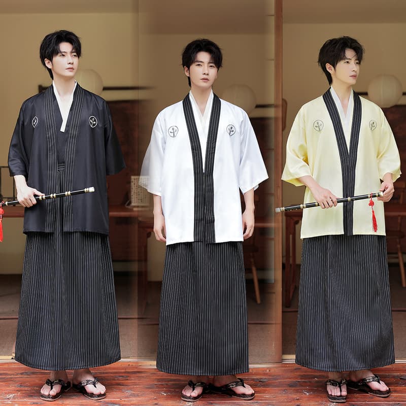 2025 Autumn New Men's Japanese Kimono Set, Men's Top and Pants, Cute Fashion Performance Costume Wholesale