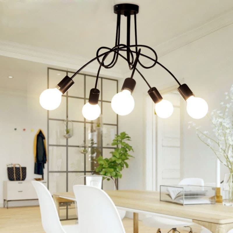 Modern Simple Ceiling Light Creative Bedroom Living Room Light Room Hallway Light Restaurant Milk Tea Shop Bent Tube Iron Art Fixture