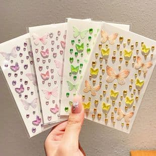 Children's Performance Butterfly Rhinestone Stickers for Adults Concert Face Stickers, No-Glue Self-Adhesive Stage Makeup Decor