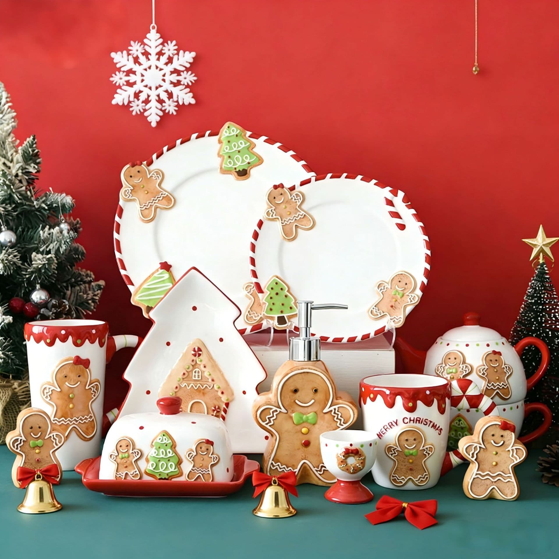 Christmas-Themed Ceramic Dinnerware Set, Universal for Parties, Restaurants, and Hotels, Factory Direct Supply Christmas Tableware