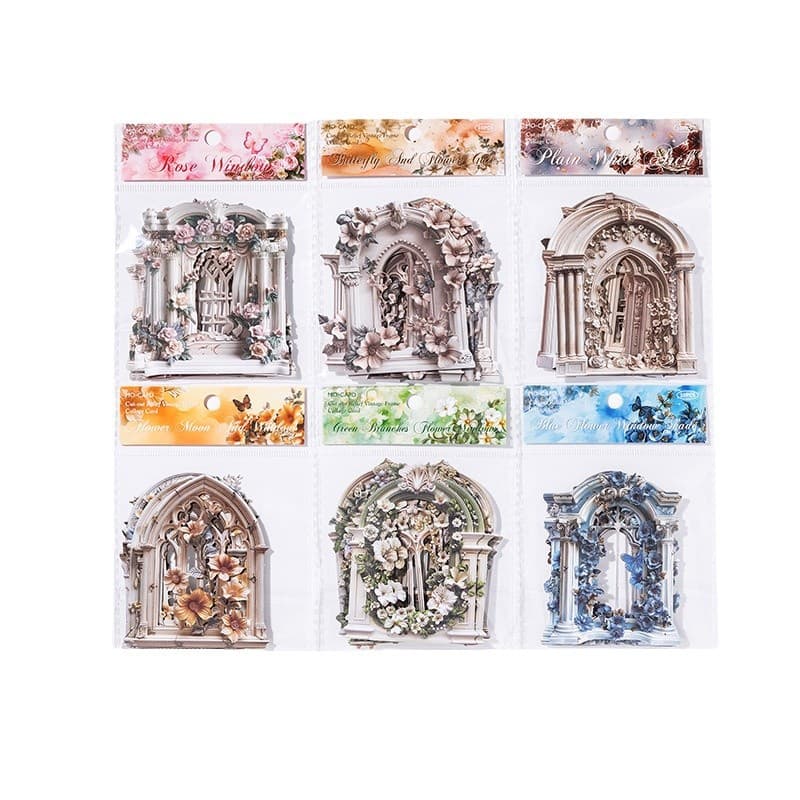 MoMo Collage Cards - Floral Romance Series - Vintage Flower Frame Journal DIY Decoration Background - 10 Sheets, 6 Styles