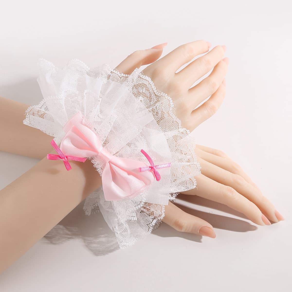 Lolita lace pearl bow wrist sleeve sweet girl JK wristband cosplay cuff