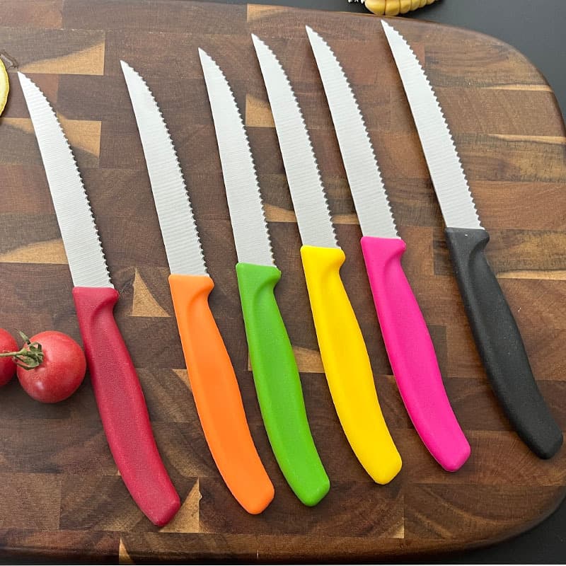 Stainless Steel Round Tip Color-Banded Serrated Steak Knife Kitchen Fruit 4.5-inch Steak Main Dining Knife Steak-Specific Knife