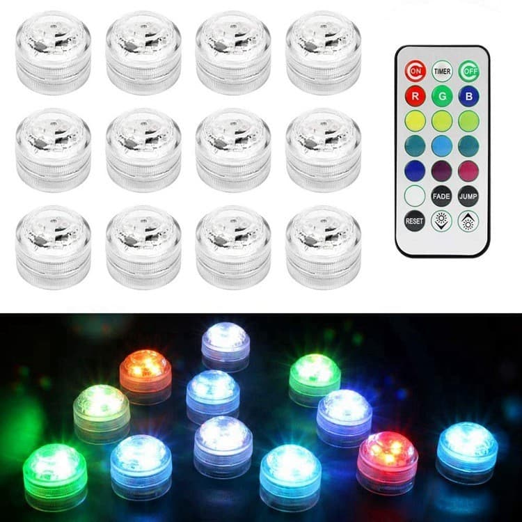 LED Fish Tank Light Pool Decoration Remote Control Colorful Flower Shaped Waterproof Candle Light