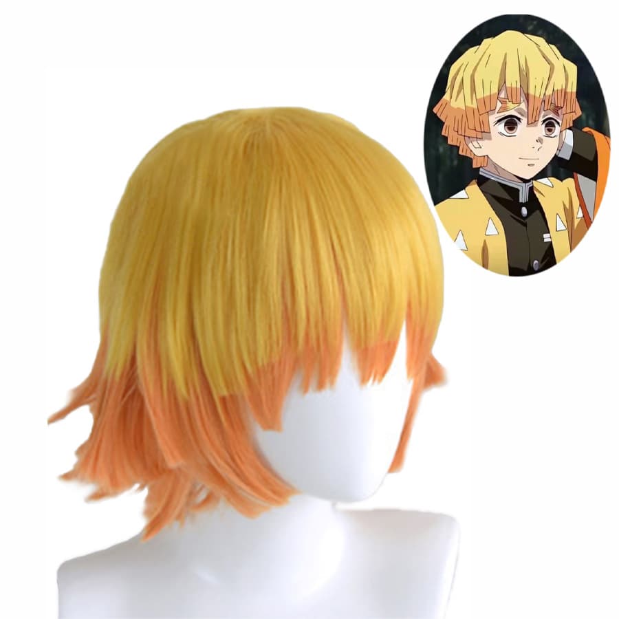 Demon Slayer Zenitsu Agatsuma Gradient Wig Halloween Cosplay Wig