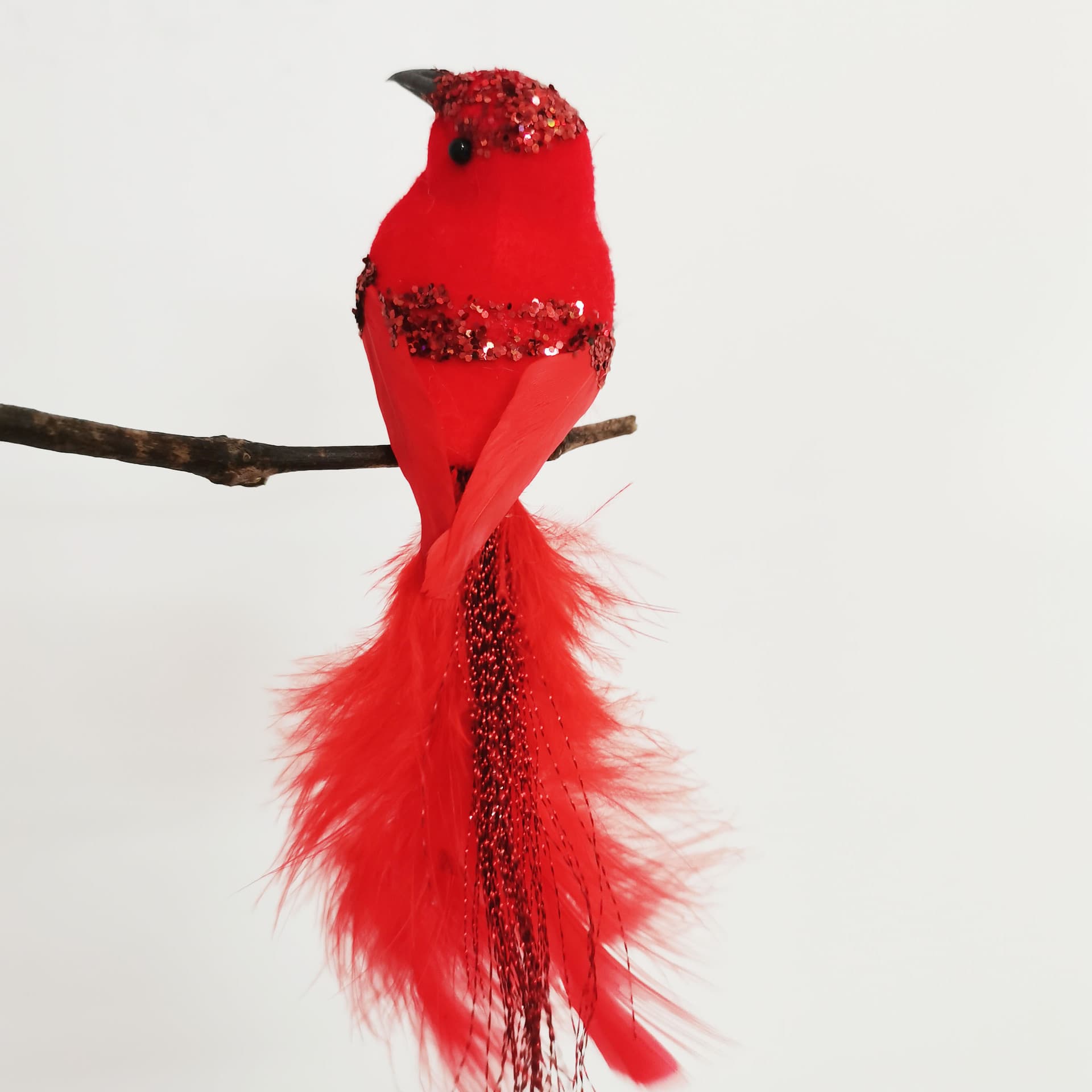 Lifelike Bird Easter Halloween Decoration, Tilted Head Red Bird White, Garden Ornament Fake Bird, In Stock and Customizable
