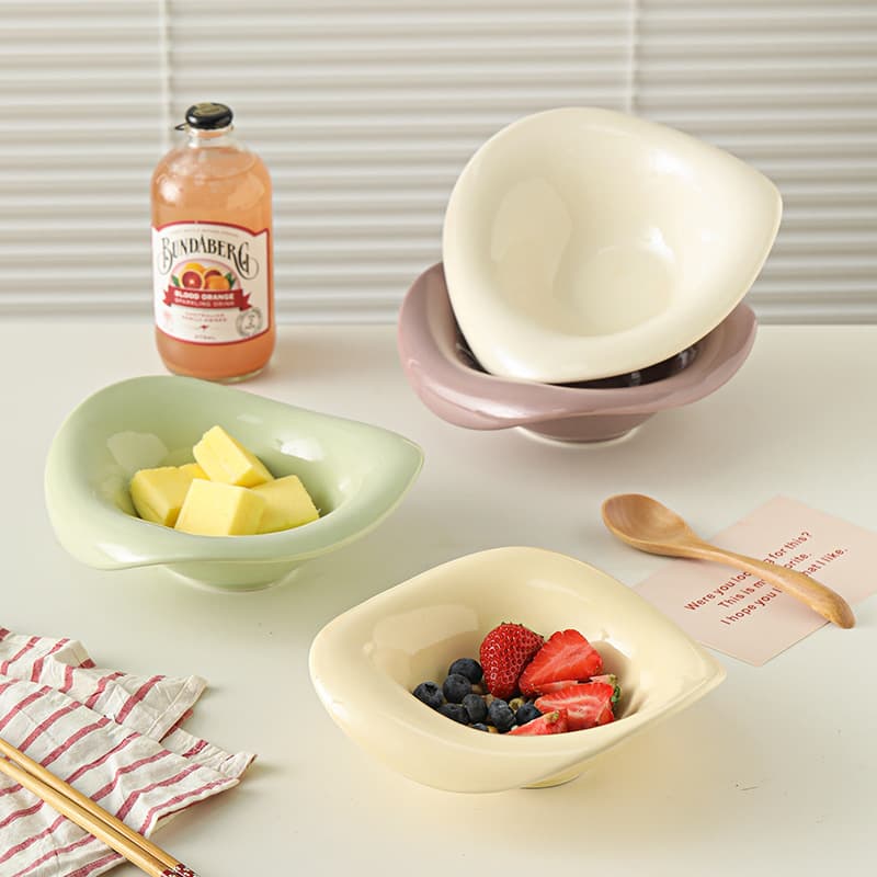 ins simple French special-shaped bowl fat-reduced salad bowl high-value yogurt oatmeal bowl breakfast bowl home dessert bowl