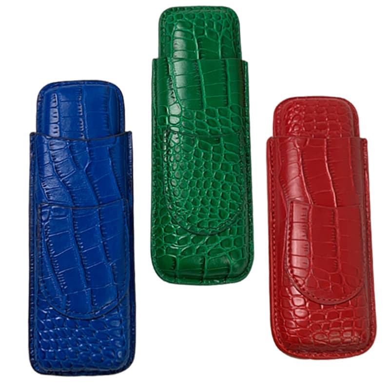 Ready-made cigar set with cigar cutter, humidor, cedar wood humidor, leather case, crocodile pattern storage bag