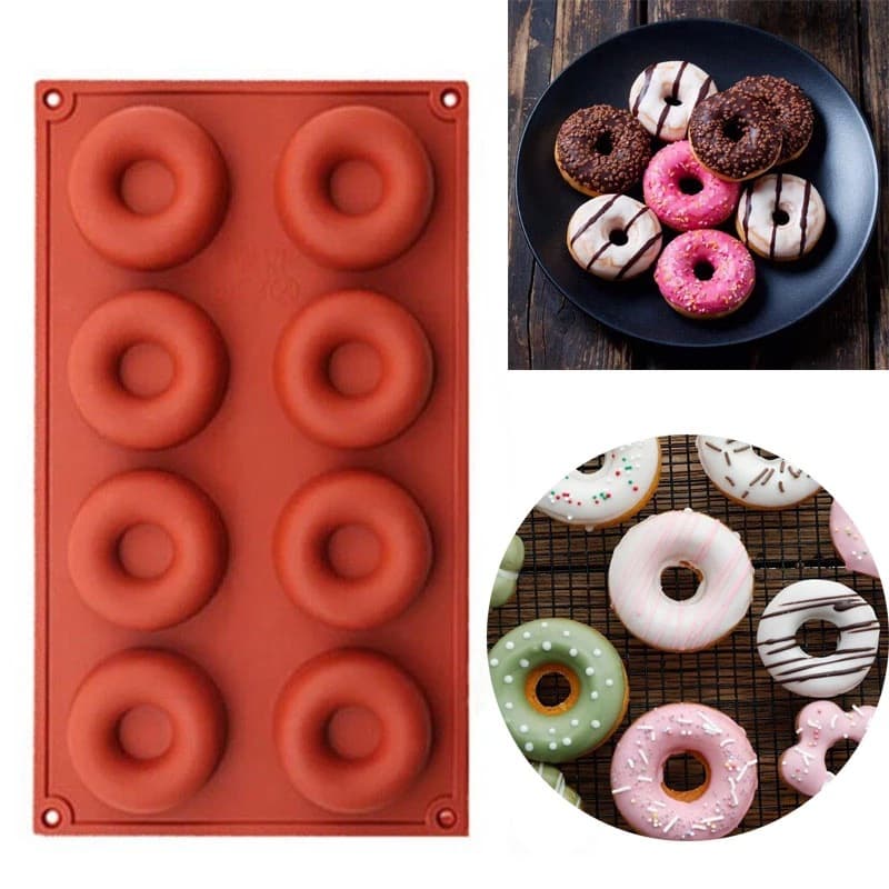 8-cavity donut, cake, and bread mold; home chocolate baking tool; homemade silicone mold for steaming and baking.