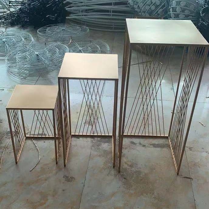 Wedding Geometric Aisle Guide Square Iron Frame Rectangular Flower Vase Decoration 3D Rectangle Runway Flower Stand