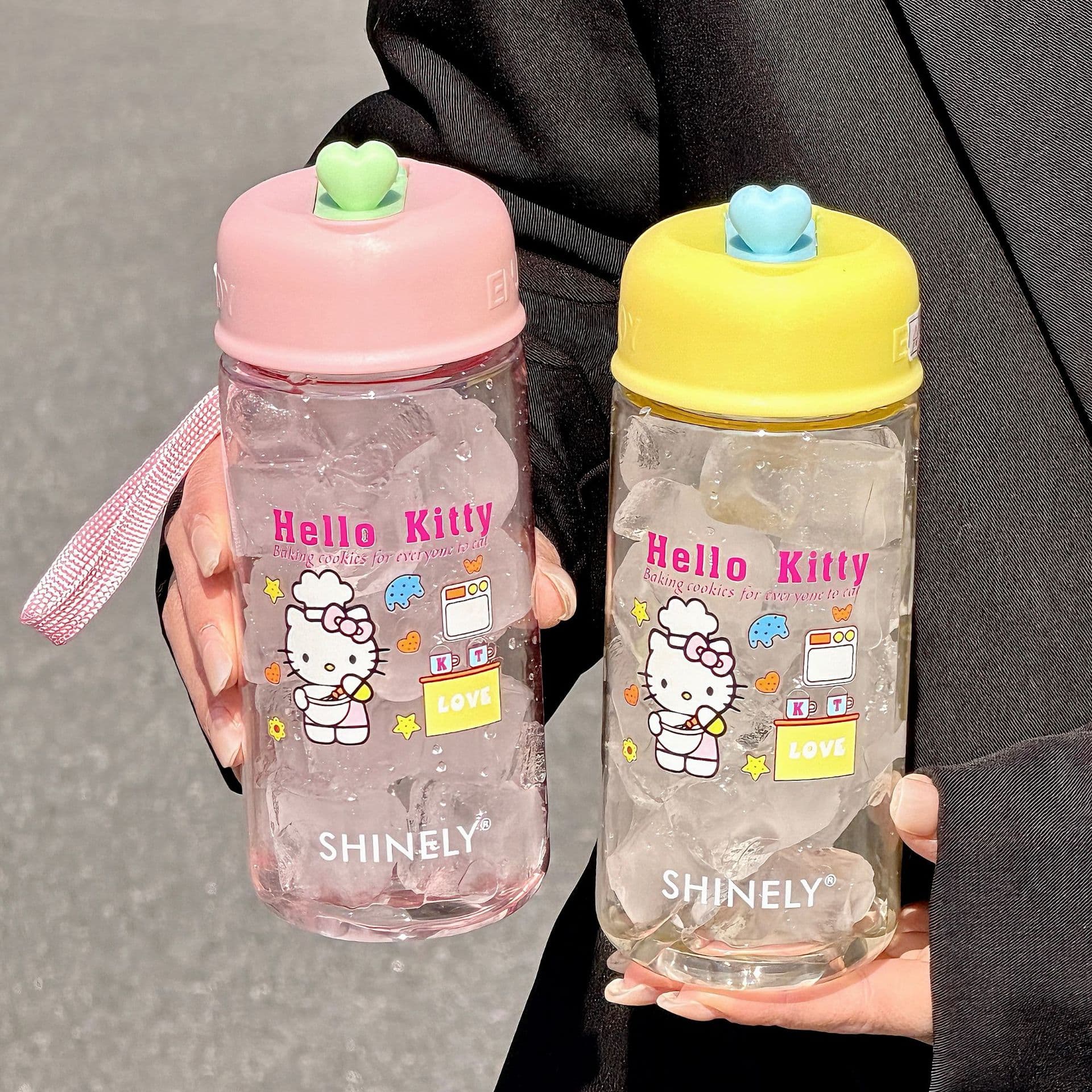 Summer Straw Cup for Women Cute Hello Kitty High Temperature Resistant Portable Small Student Transparent Plastic Water Cup
