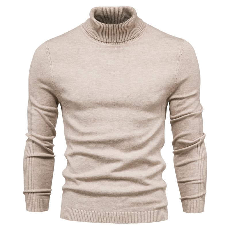 New Autumn/Winter Casual Men's Solid Color Pullover Sweater High Neck Men's Casual Knitwear Cross-Border Cable Knit Sweater