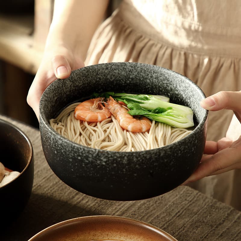 Minimalist Japanese-style Ramen Bowl Ceramic Tang Monk Noodle Bowl Large Straight Salad Bowl Household Tableware Soup Noodle Bowl Soup Bowl