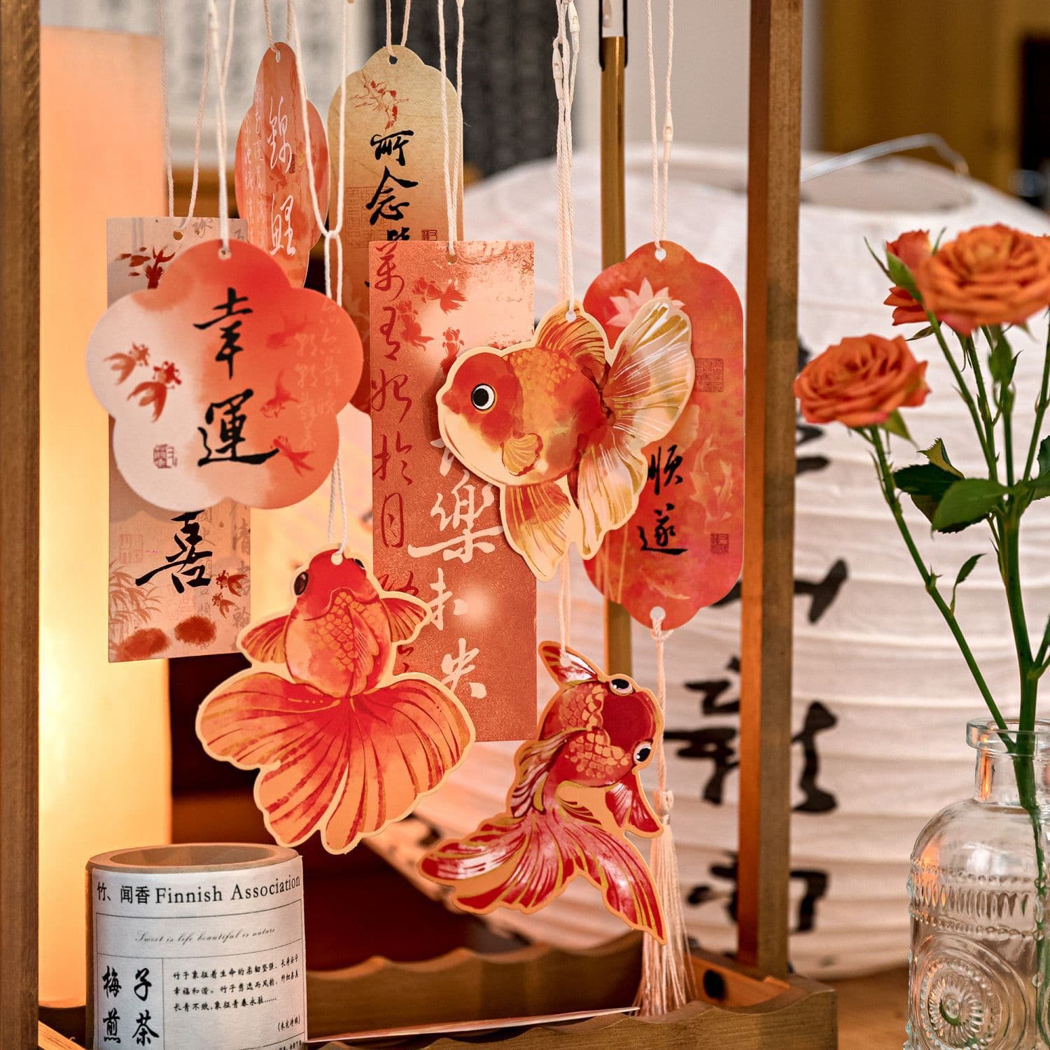 Momo Breeze and Farewell Series Hanging Cards, Chinese-style Bookmark, Artistic Butterfly Floral Cartoon Cute Pet Life Ornaments