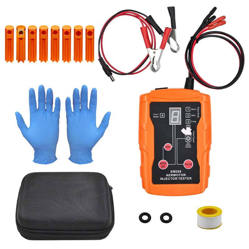 EM288 Fuel Injector Tester Cleaner Tool Kit 8 Pulse Car Injector Detector