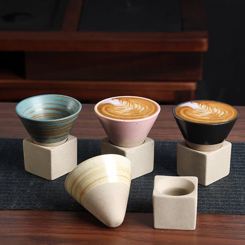 Creative Coffee Cup Japanese Coarse Ceramic Tea Cup Cross-Border Hot Selling Ceramic Mug Vintage Water Cup Tapered Cup