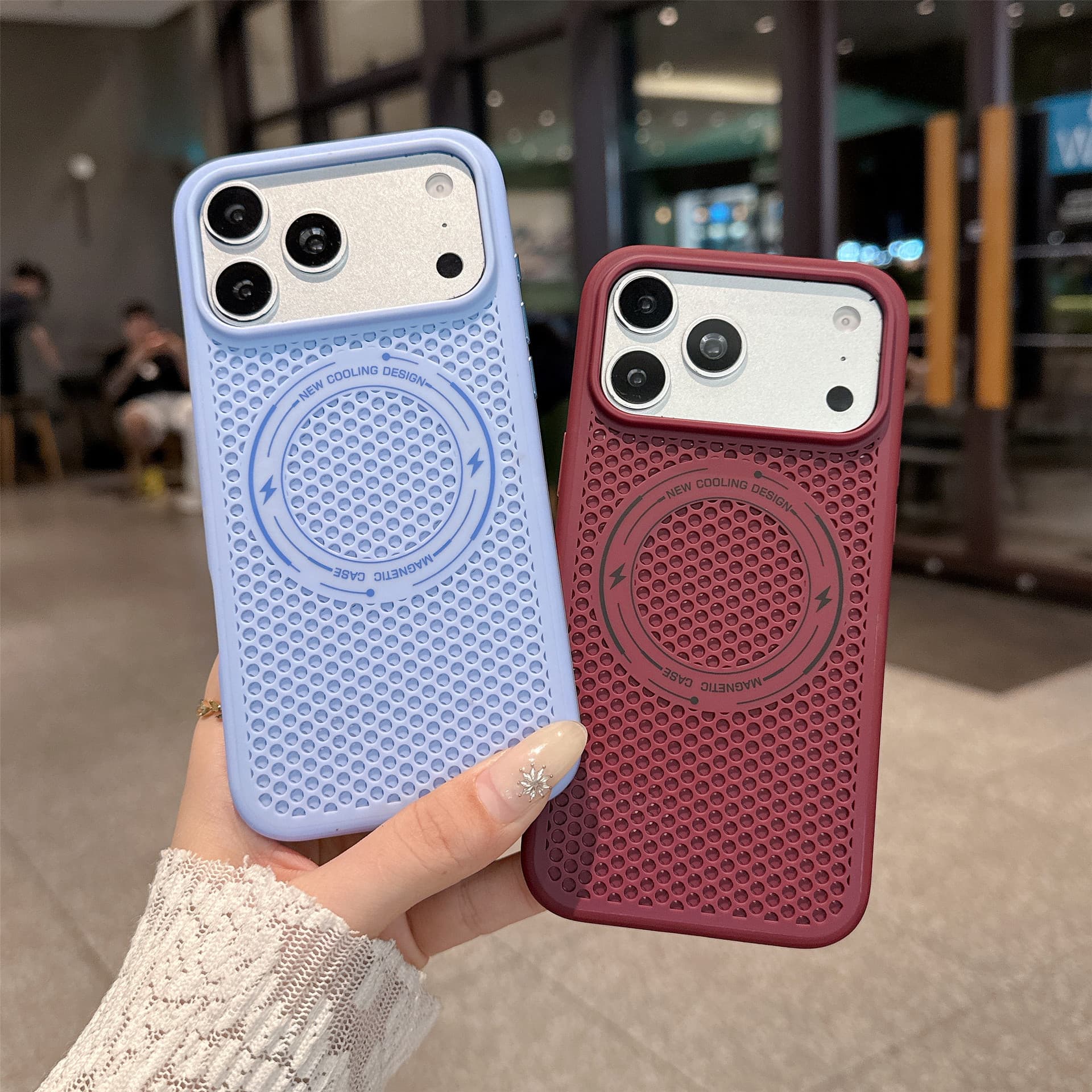 Color-Block Skin-Feel Honeycomb Heat Dissipation, Compatible with iPhone 18 Pro Max Phone Case, Apple 17 Full Coverage Hard Protective Case 16
