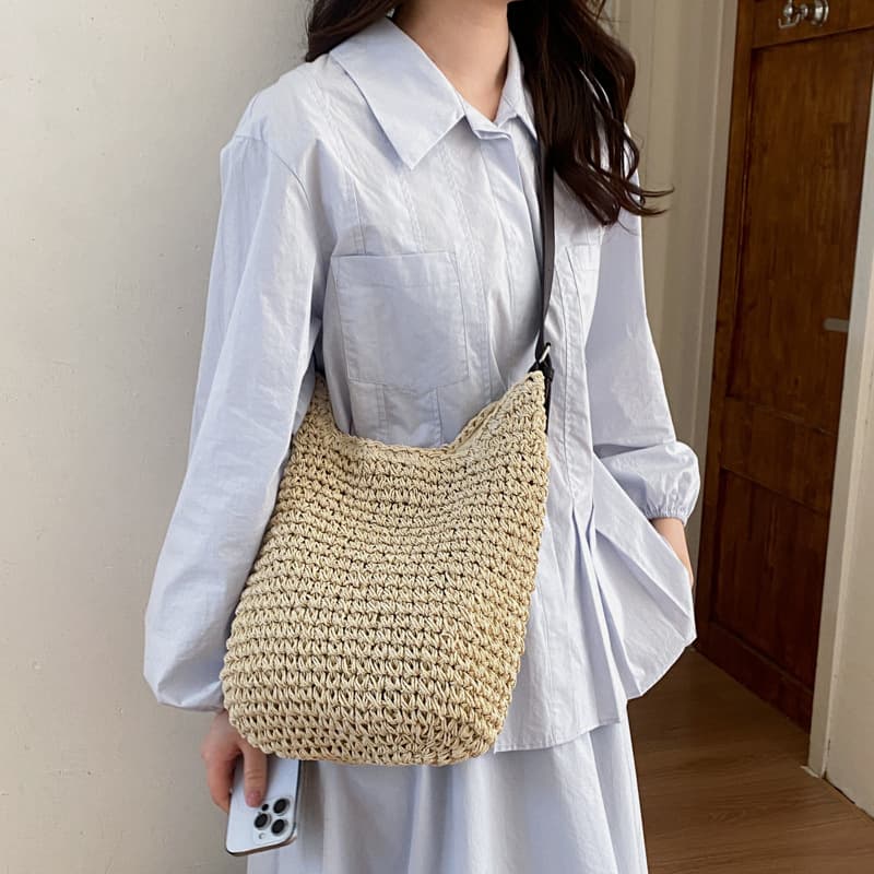 2026 New Spring/Summer Single Shoulder Crossbody Woven Straw Bag Large Capacity Handbag for Women