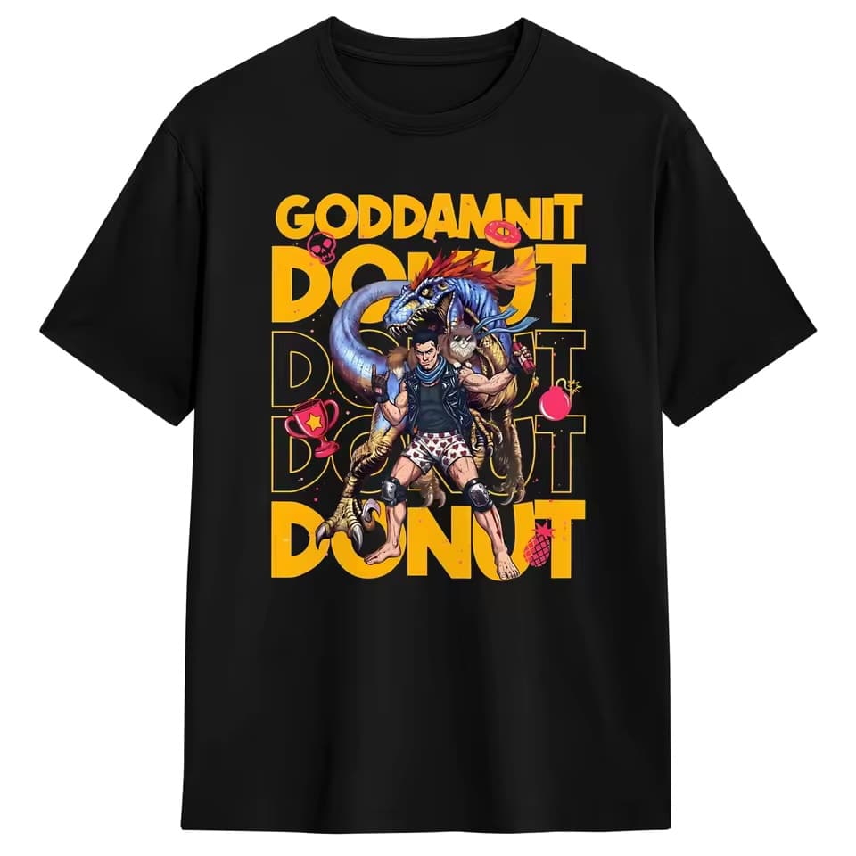 Classic T-Shirt Summer Dungeon Crawler Carl the Damned Donut T-Shirt Men's Cotton T-Shirt Y2K Base