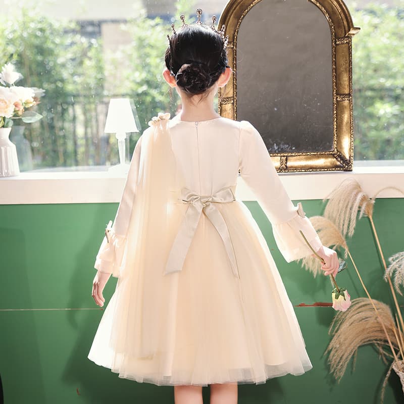 Kids Princess Dress Autumn Flower Girl Wedding Gown Little Girl High-End Evening Dress Piano Performance Tutu Dress