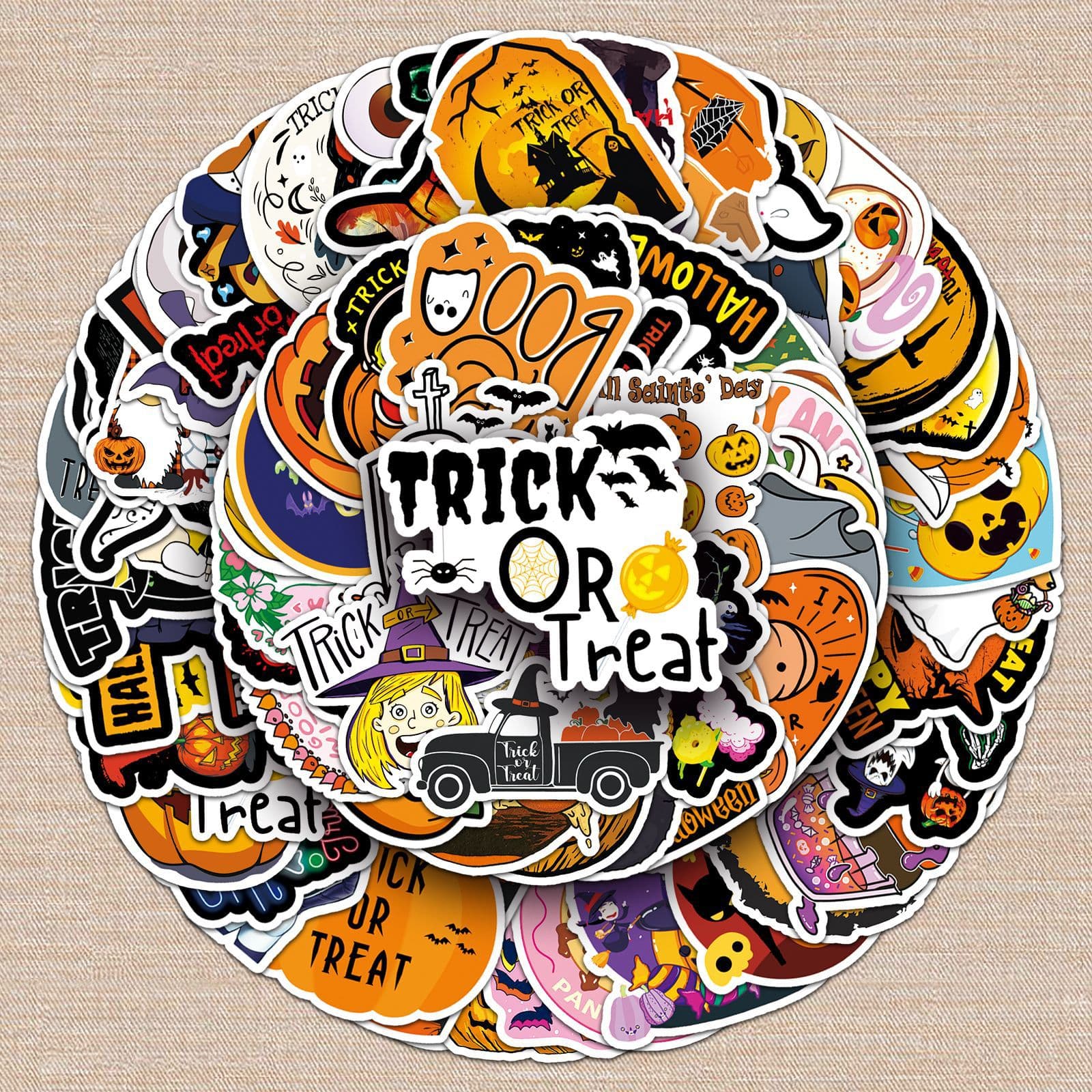 100 Halloween Holiday Graffiti Stickers for Luggage, Laptop, Skateboard, Refrigerator, Car Decoration