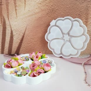 S2091 Heart Tray Decorative Cement Plaster Mold DIY Silicone Mold