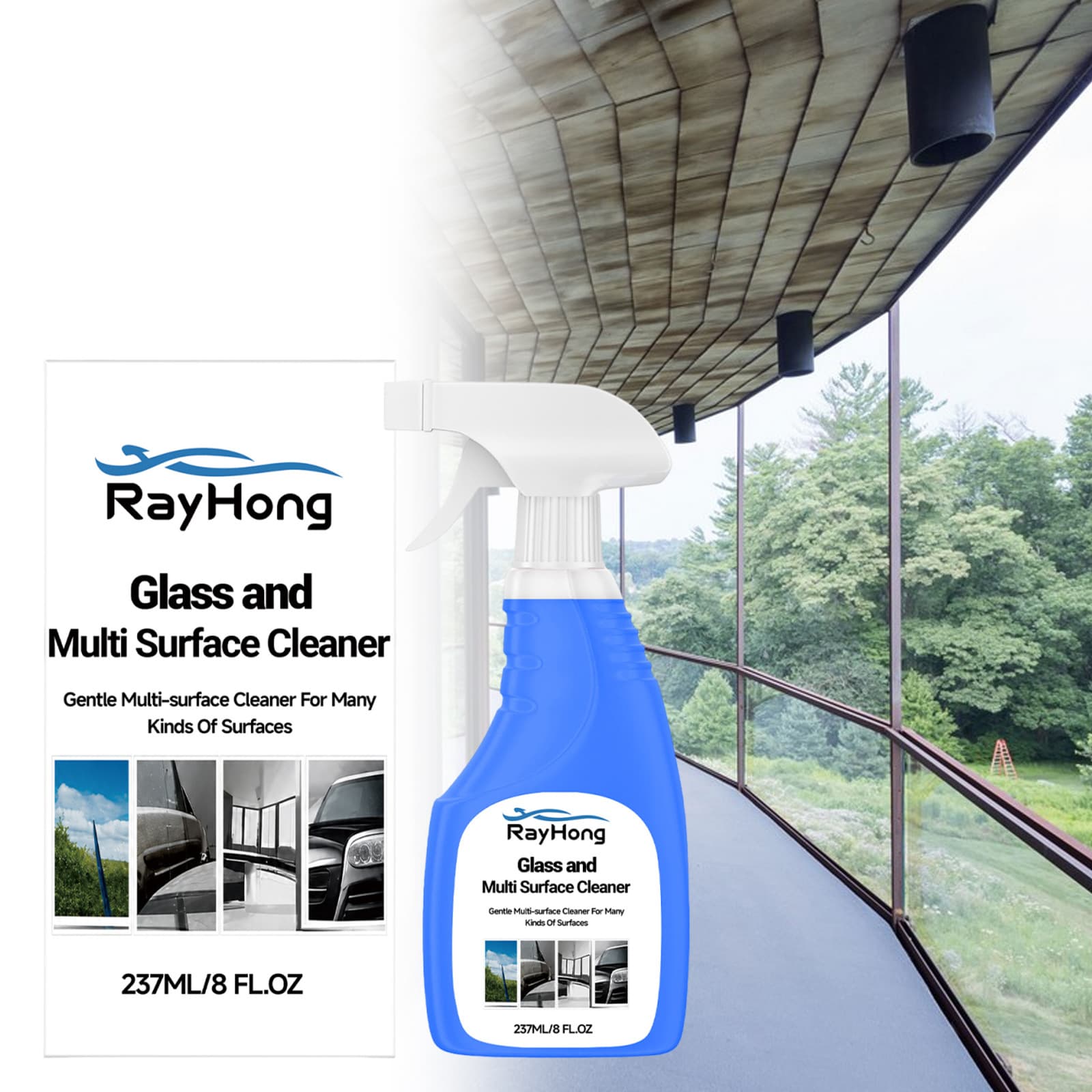 RAYHONG Glass Multi-Purpose Cleaner for Windows, Glass Doors, Living Room Sliding Doors, and Car Windows, Streak-Free Clarity