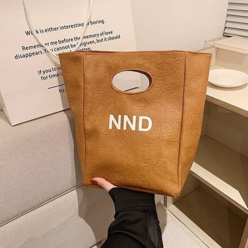Small Tote Bag for Women, Kraft Paper Style Commuter Bag, Retro Waterproof Handbag
