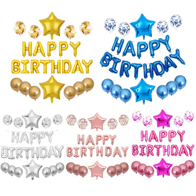 Happy Birthday Balloon Set Latex Glitter Balloons Party Decorations Foil Letter Birthday Decor Atmosphere Setup