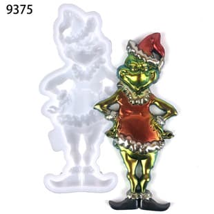 Grinch Silicone Mold Resin Ornament Wall Hanging Decoration Semi-3D Christmas Grinch Epoxy Resin Mold