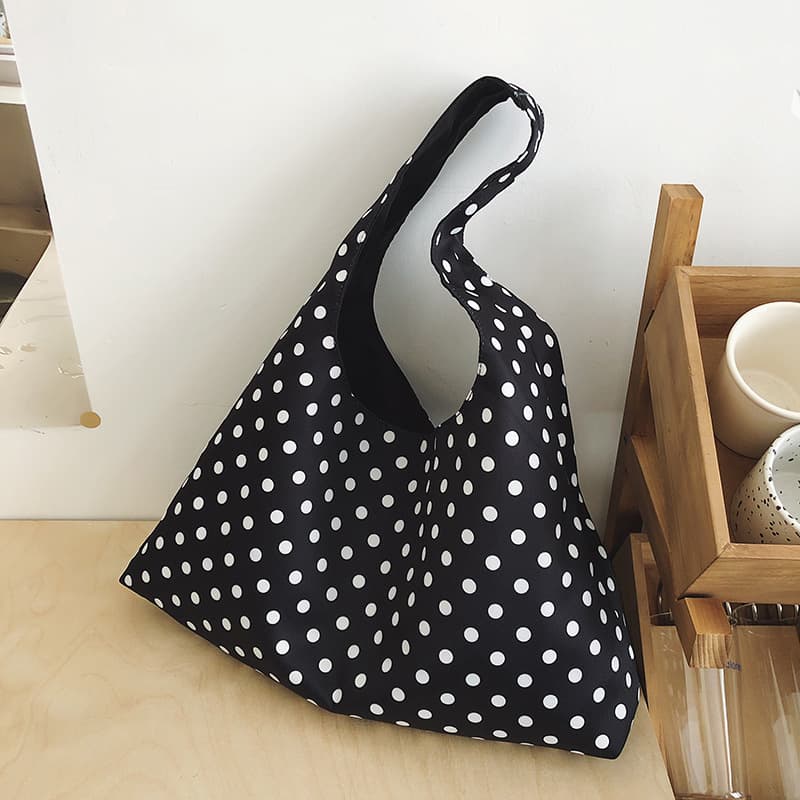 Cross-Border Casual Artistic Tote Bag Simple Contrast Color Polka Dot Bag Women's Internet Celebrity Fashion Polka Dot Shoulder Crossbody Bag
