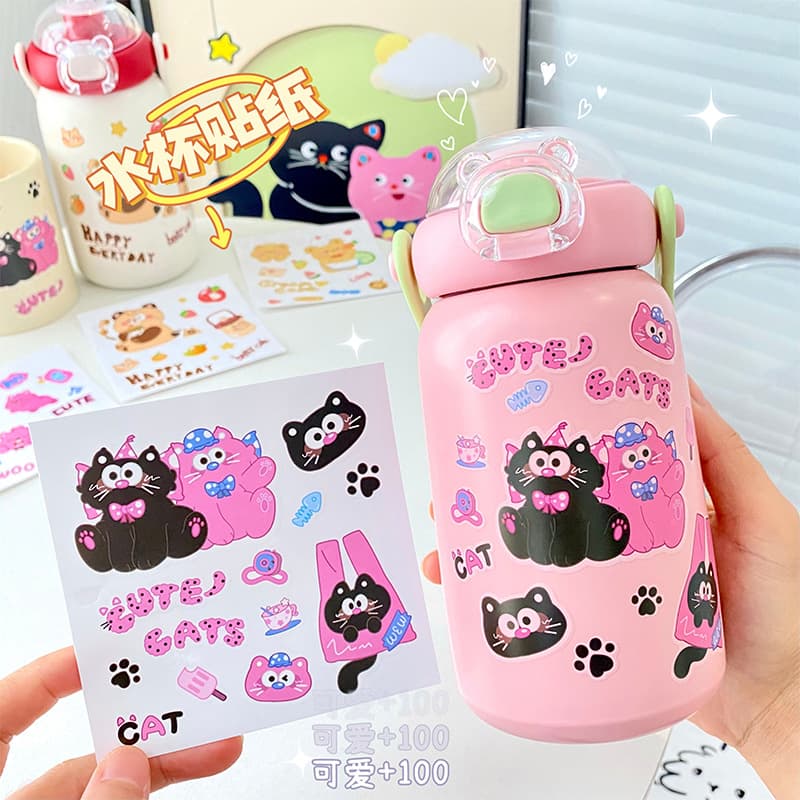 Summer large-capacity cup stickers cartoon water bottle stickers journal stickers decals PET transparent waterproof stickers for water bottles