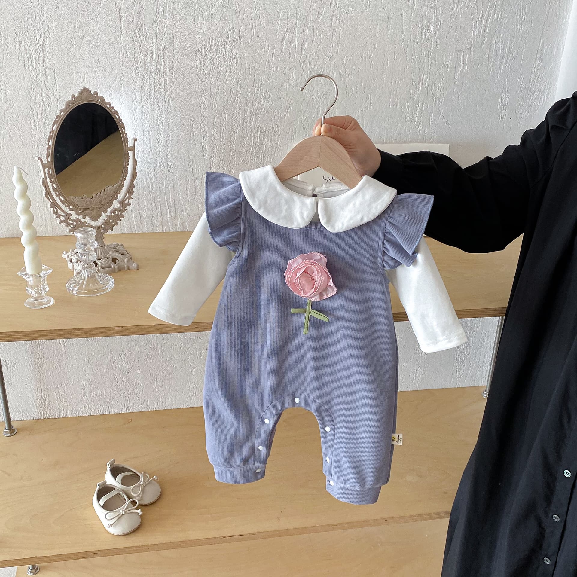 Baby Autumn One-piece Clothes Newborn Girl Internet Celebrity Super Cute Princess Cover-up Suit Autumn Outing Clothes