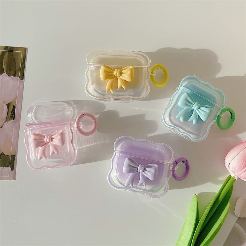 Apple Bluetooth Earbuds Case Girl Ombre Bow Airpods4 Protective Case Wave Earbuds Shell pro3